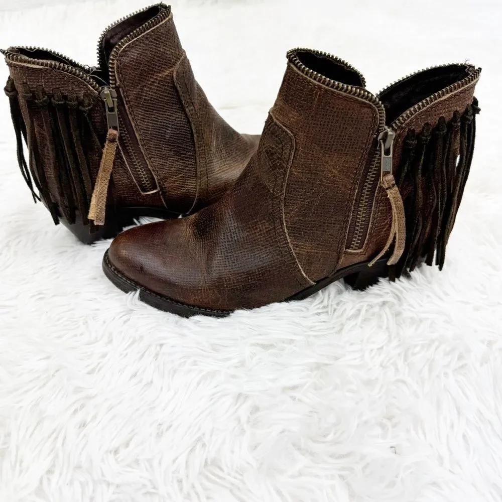 Corral Circle G Fringe Zipper Ankle Cowboy Western Leather Boots - Picture 2 of 10